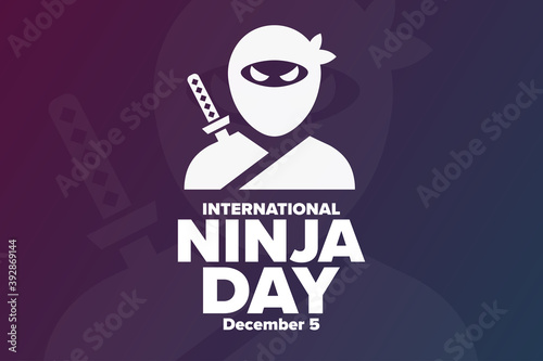 International Ninja Day. December 5. Holiday concept. Template for background, banner, card, poster with text inscription. Vector EPS10 illustration.