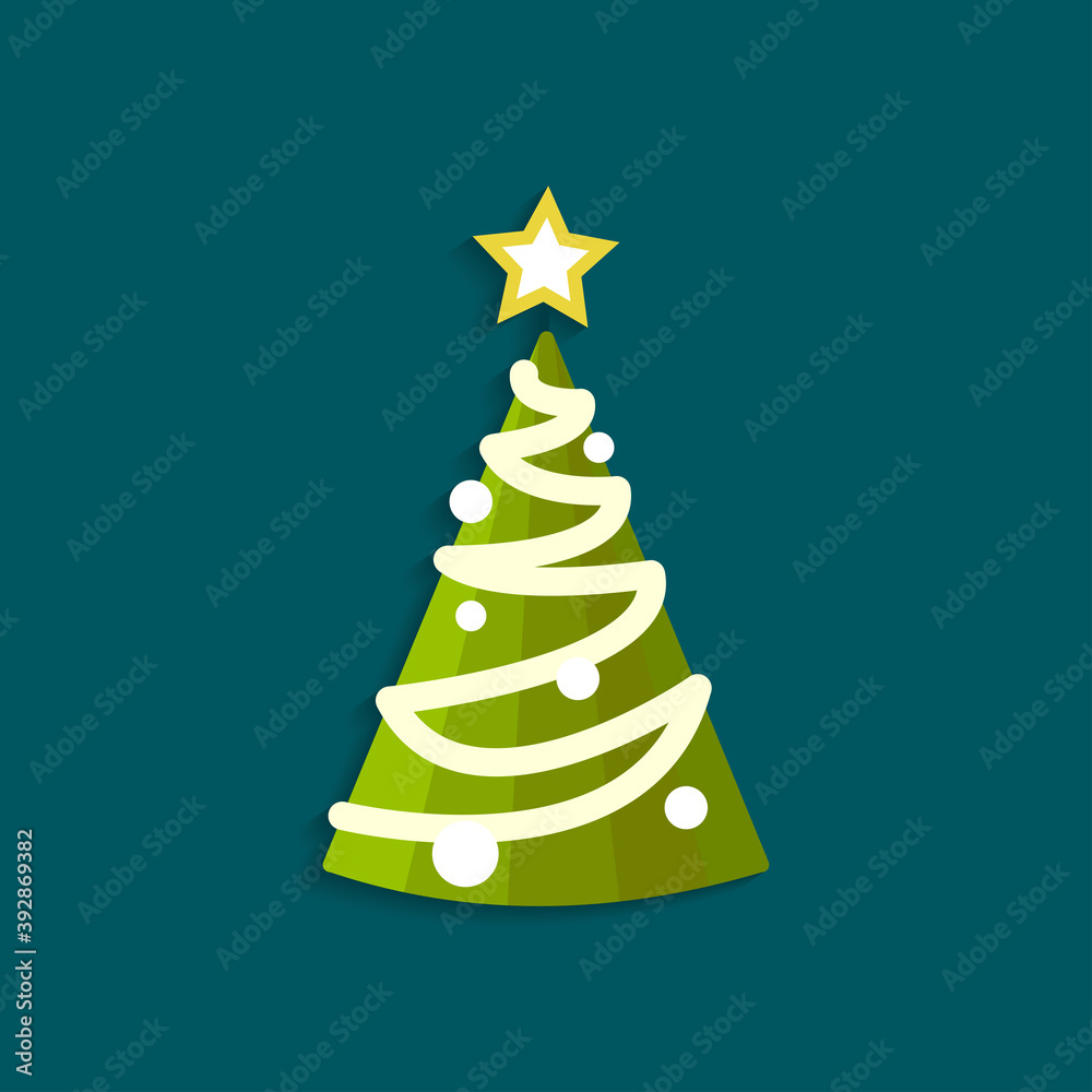Obraz premium christmas tree isolated vector flat illustration. design element