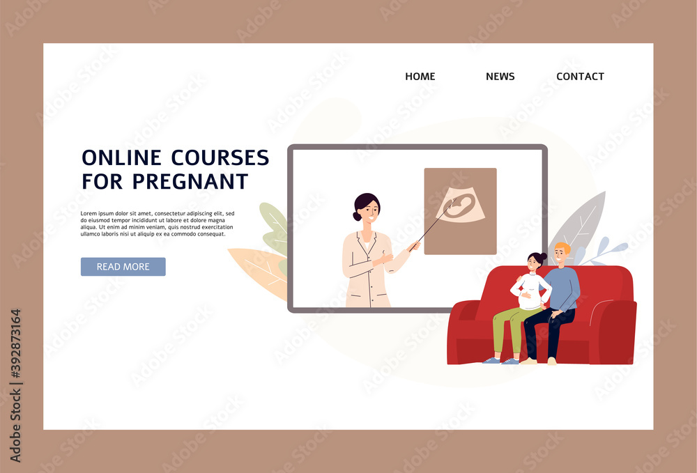 Online courses for pregnant website banner template flat vector illustration. Online courses for pregnant website banner template flat vector illustration.