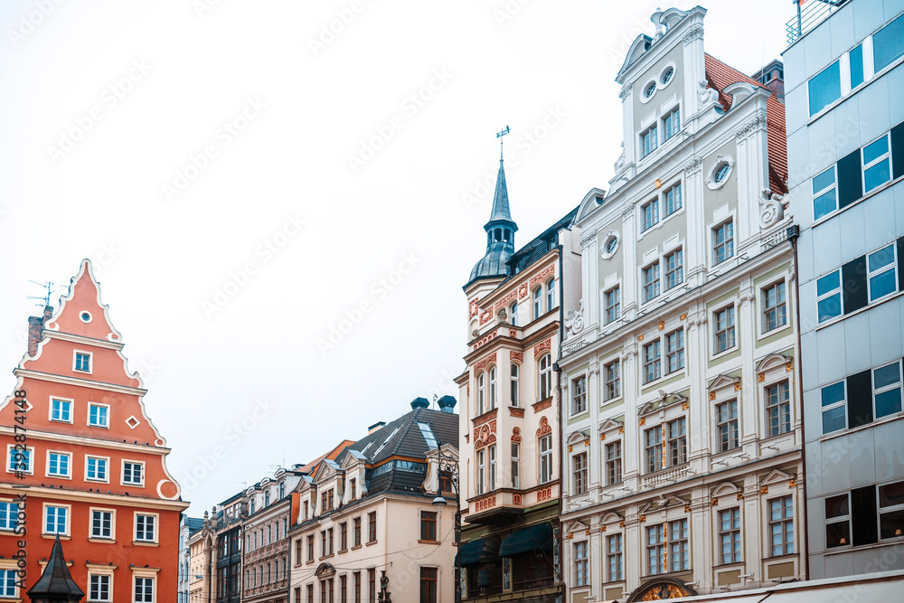 Antique building view in Old Town Wroclaw, Poland