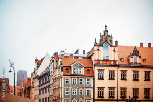 Antique building view in Old Town Wroclaw  Poland
