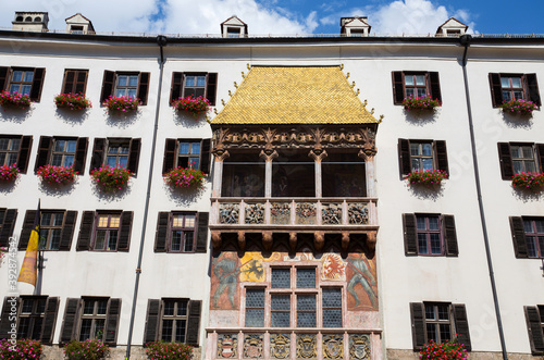 INNSBRUCK, AUSTRIA, SEPTEMBER 9, 2020 - View of the Antique building Golden Roof Innsbruck, Tyrol, Austria photo