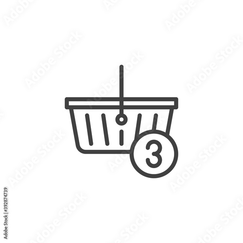 Order contains three item line icon. linear style sign for mobile concept and web design. 3 item in shopping basket outline vector icon. Symbol, logo illustration. Vector graphics