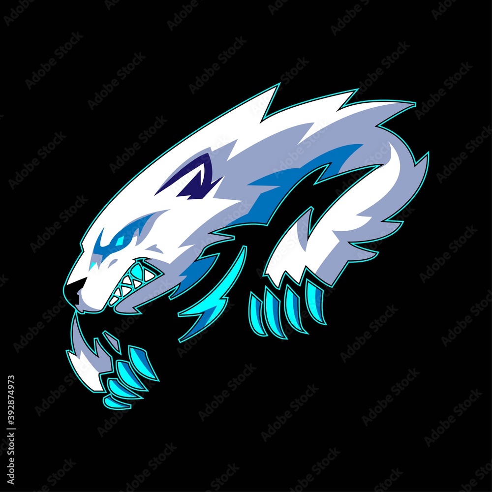 Angry aggressive cartoon polar bear e sport logo template Stock ...