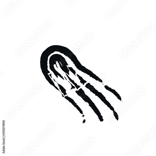 Archaeological cast footprint bone finger leg of an extinct animal logo icon dinosaur foot sign emblem Hand drawn sketch Abstract historical natural modern design style Fashion print clothes apparel