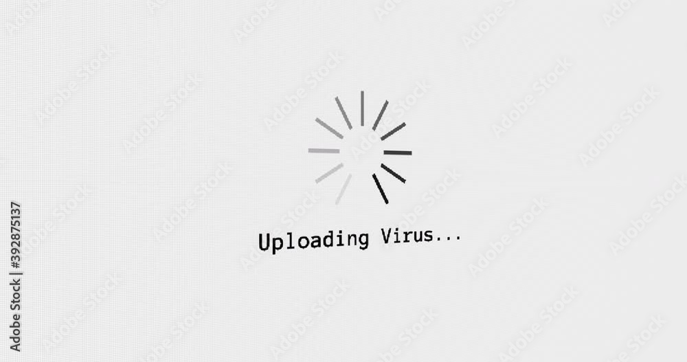 Uploading Virus application bar circle computer screen animation loop ...