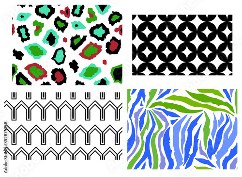 Hand crafted seamless pattern collection. Set of ink textures. Vector illustration.