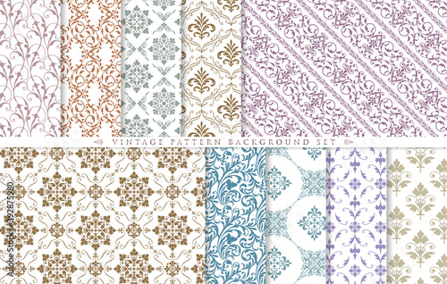 Vintage ornament set. seamless pattern background.