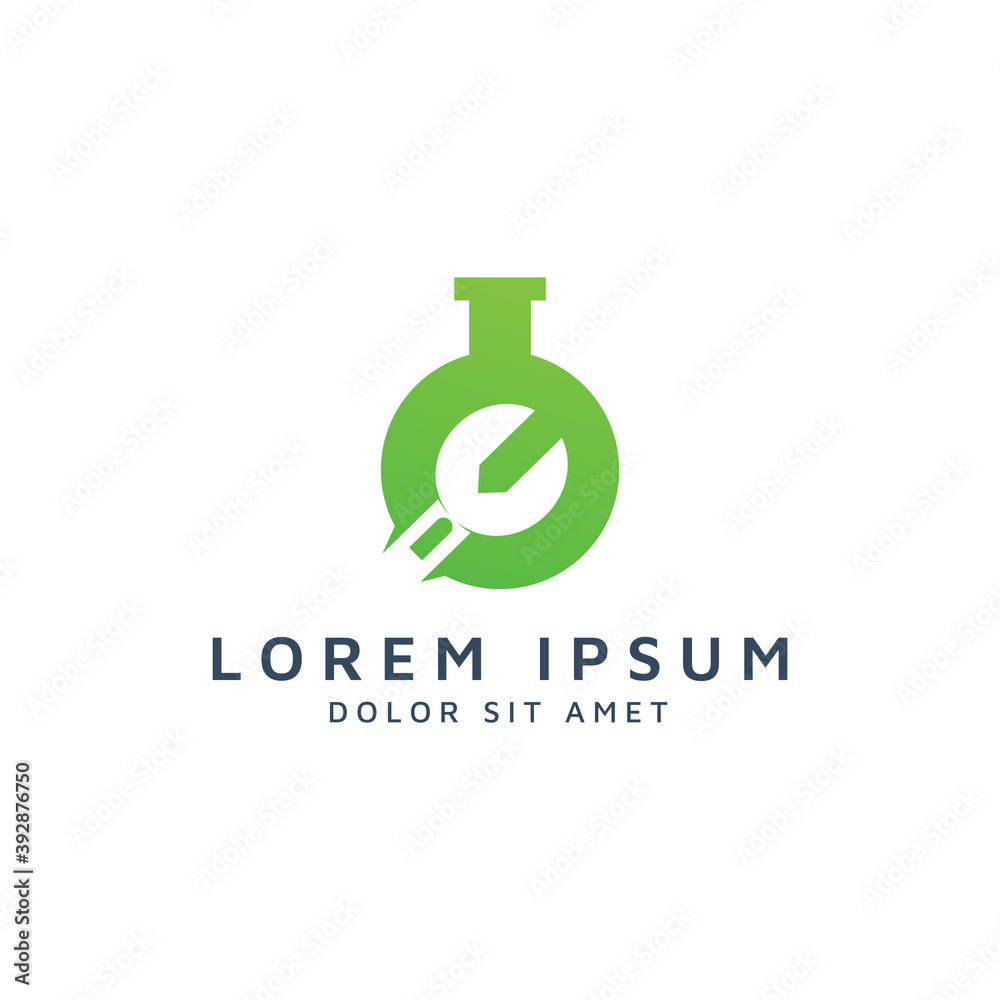 lab and wrench negative space logo design lab and wrench negative space logo design
