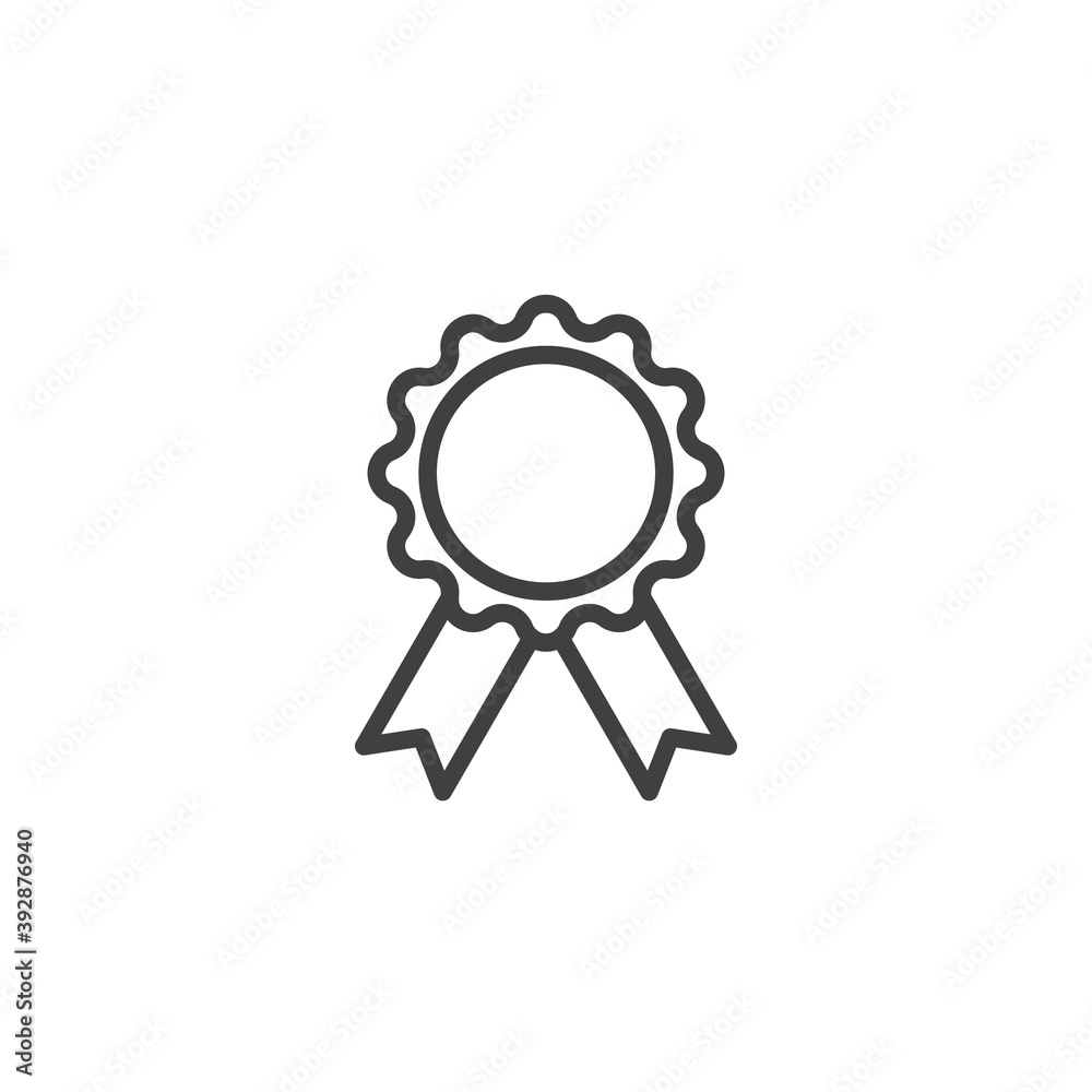 Award medal line icon. linear style sign for mobile concept and web design. Rosette badge with ribbon outline vector icon. Symbol, logo illustration. Vector graphics