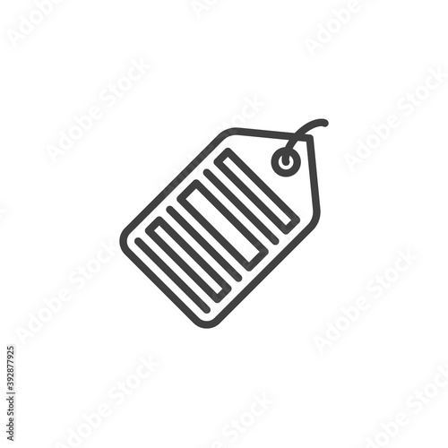 Barcode price tag line icon. linear style sign for mobile concept and web design. Shopping label with barcode outline vector icon. Symbol, logo illustration. Vector graphics
