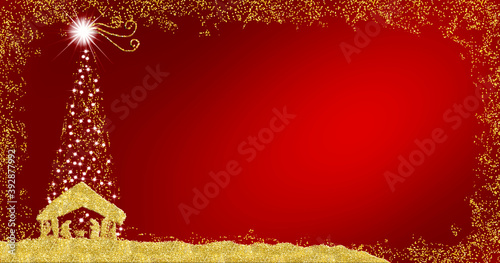 Obraz na plátně Christmas Nativity Scene greetings cards