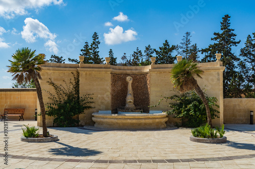 Fountain in the Agotti Botanical Garden in Floriana, Malta. photo