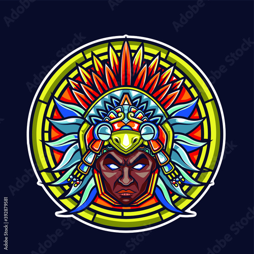 AZTECA WARRIOR VECTOR ILLUSTRATION