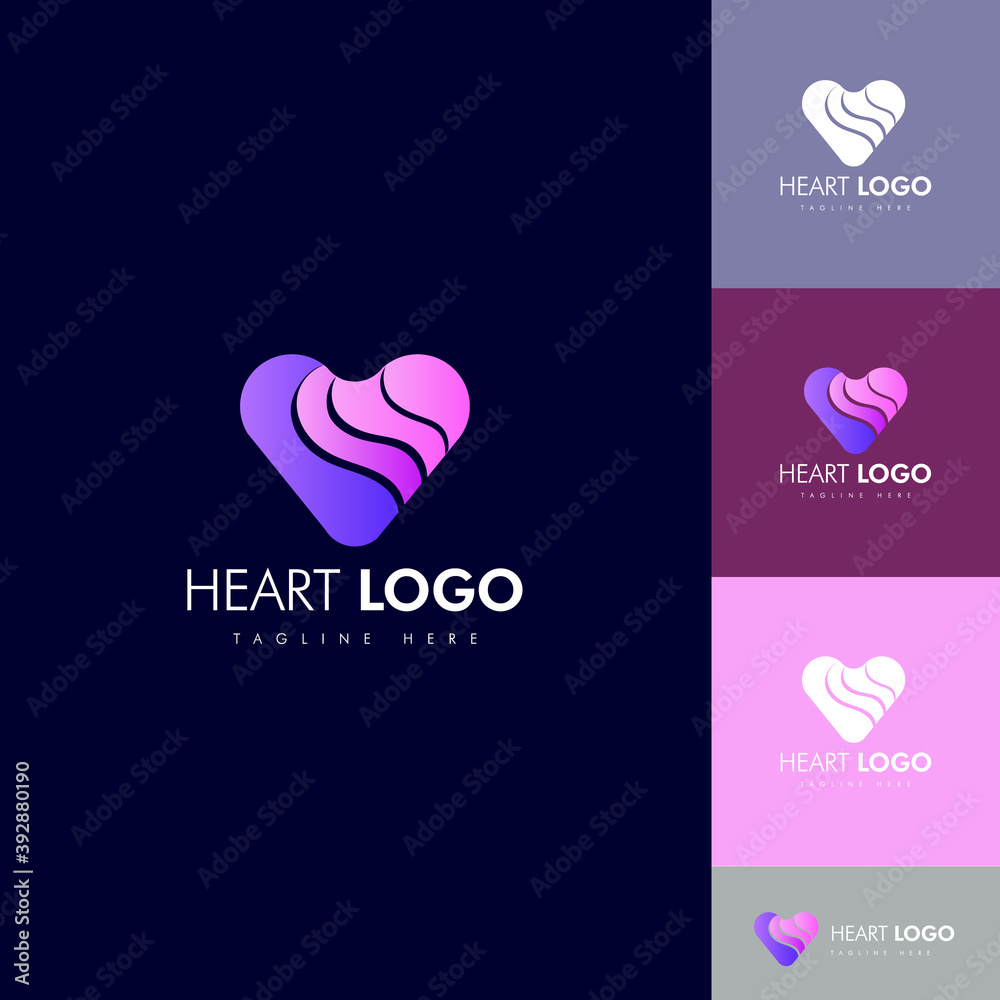 Heart love logo icon design, Love gradient logo design, Romantic logo vector Heart love logo icon design, Love gradient logo design, Romantic logo vector