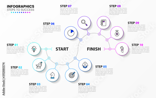 Infographic design template. Creative concept with 10 steps