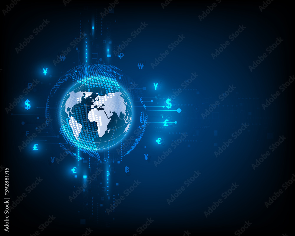 Fototapeta premium Global currency exchange network symbol