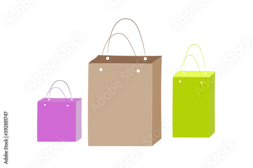 Style Set Shopping Icons Paper Bag