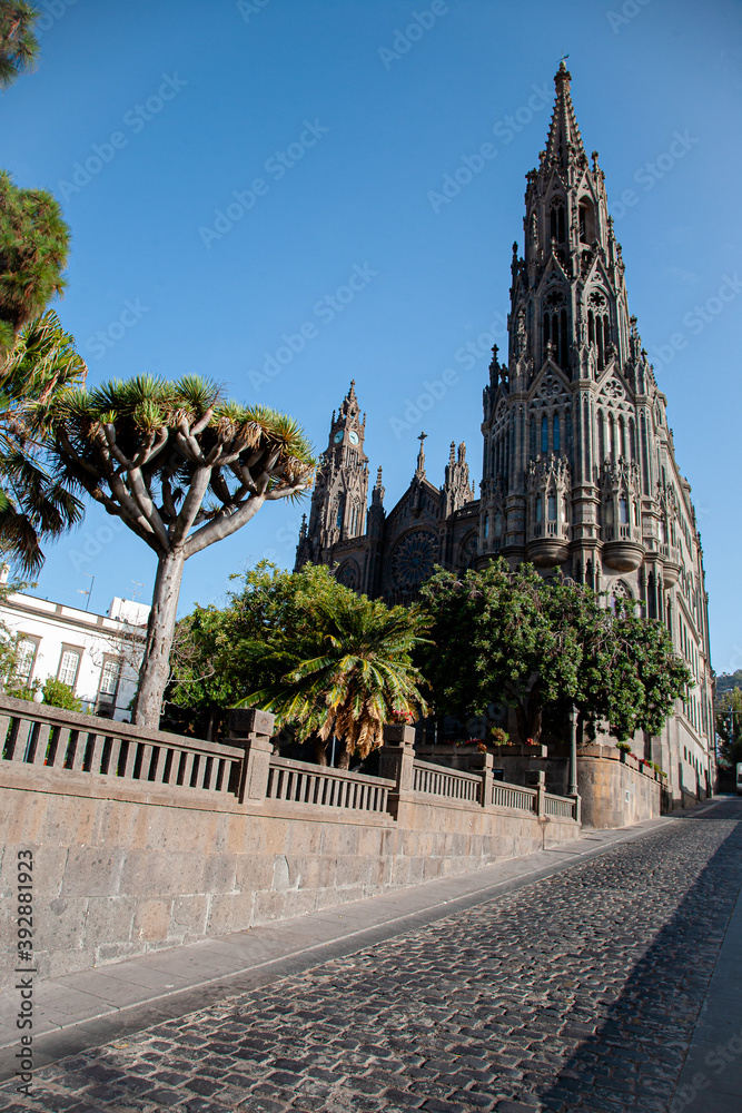 View on Catedral de Arucas, Las Palmas, Canary Islands at sunny day