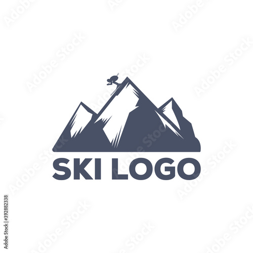 Mountain Skiing Logo Design Template