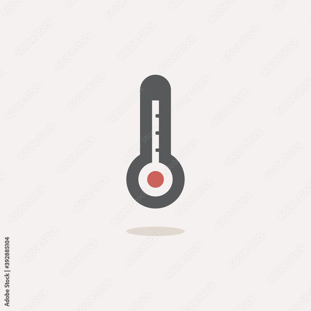 Termometer. High temperature. Color icon with shadow. Weather vector illustration Termometer. High temperature. Color icon with shadow. Weather vector illustration