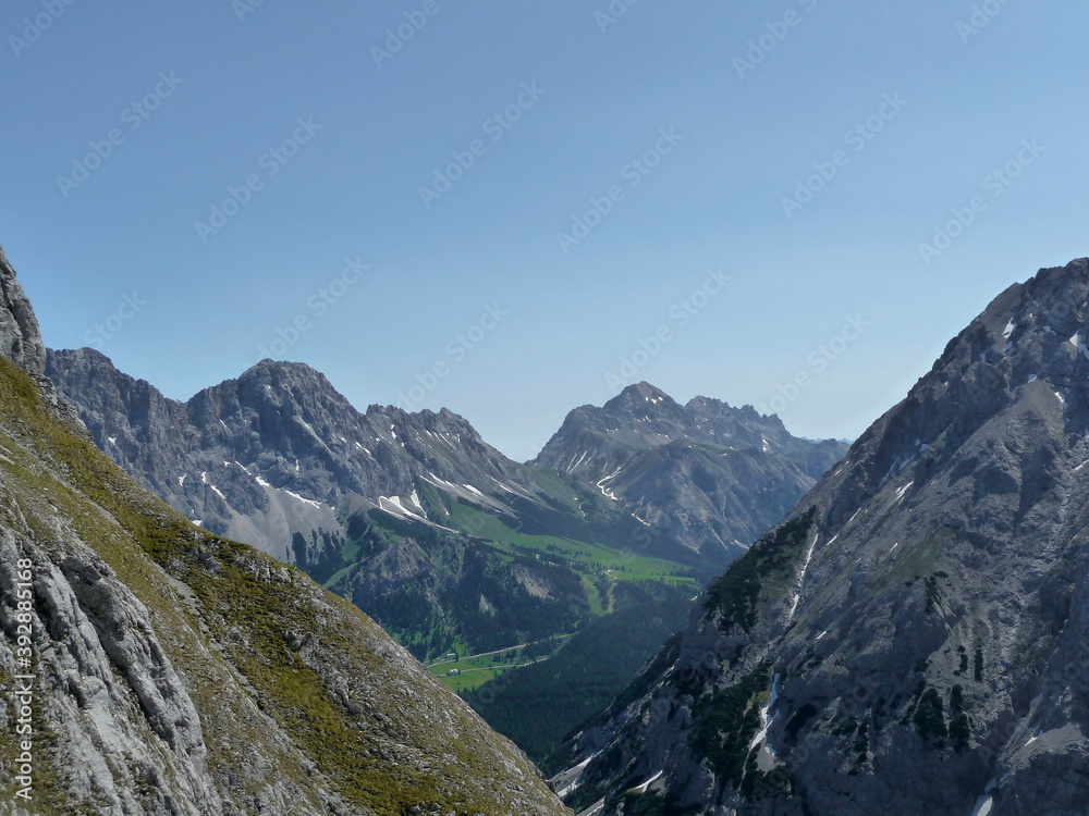 Mountain panorama from Ehrwalder Sonnenspitze mountain in Austria