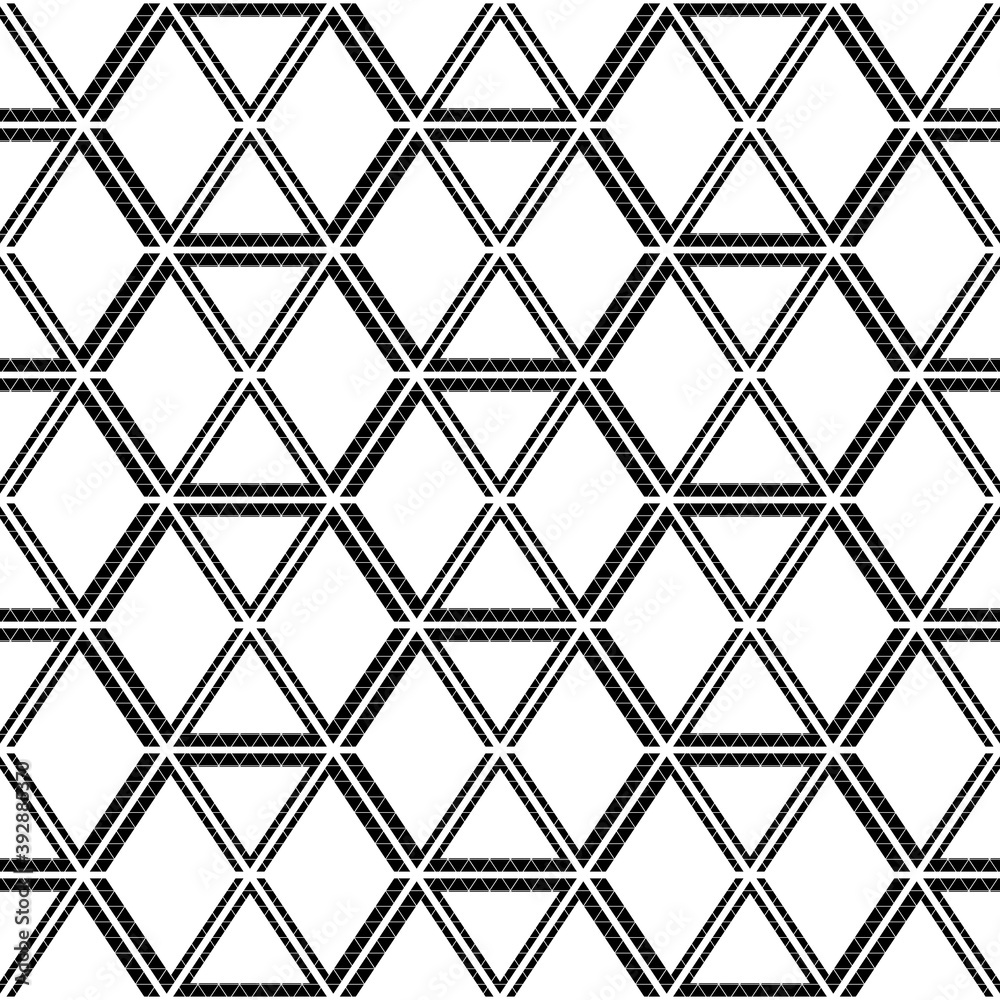 Fototapeta premium Seamless mosaic pattern. Rhombuses, triangles, lozenges ornament. Grid background. Ancient ethnic motif. Grate wallpaper. Parquet backdrop. Digital paper, web design, textile print. Diamonds vector.