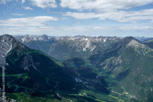 Mountain panorama from Ehrwalder Sonnenspitze mountain in Austria