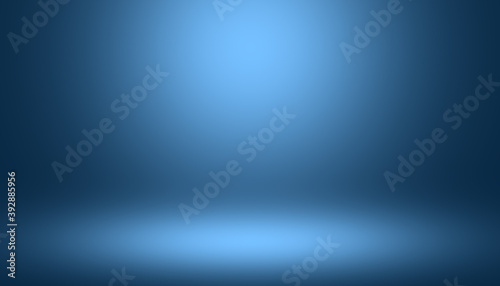 blue stage background with gradient light empty room for display your product.