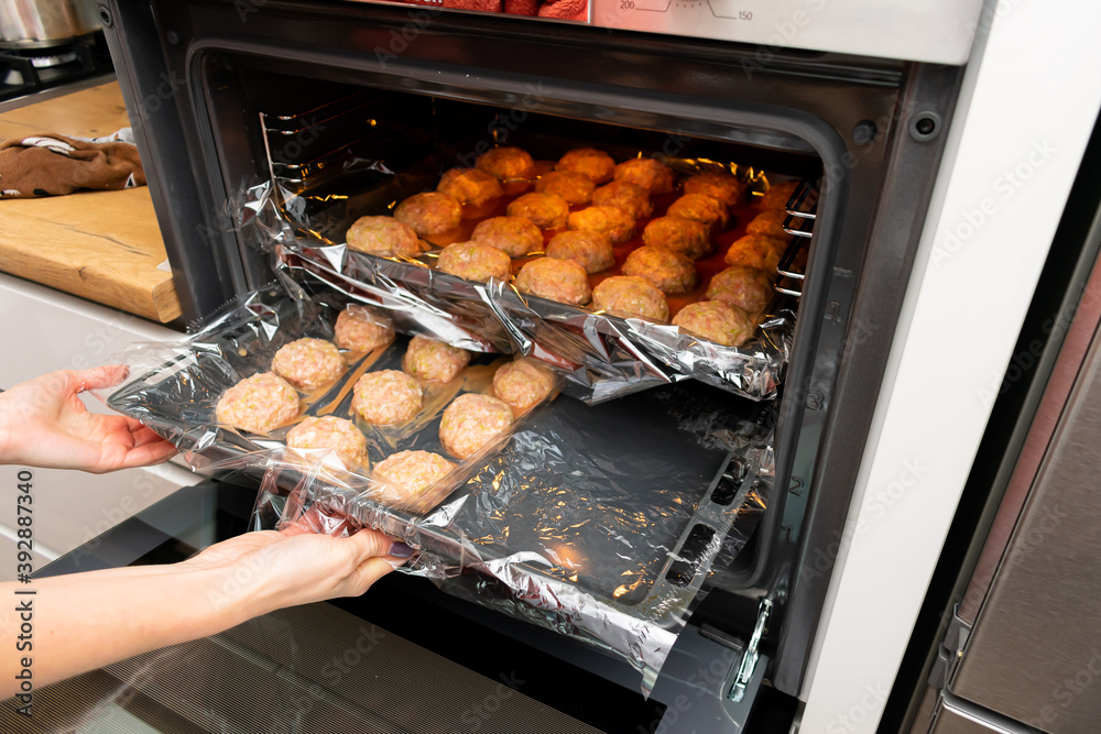 Meat balls in an oven Meat balls in an oven
