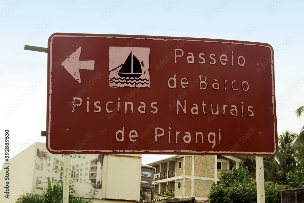 Obraz premium Plaque, Pirangi do Norte beach, Rio Grande do Norte, Brazil