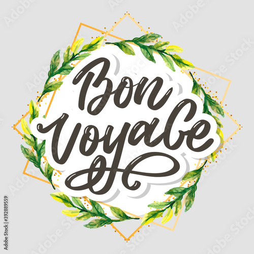 Bon Voyage Hand Lettering Vector Calligraphy Travel