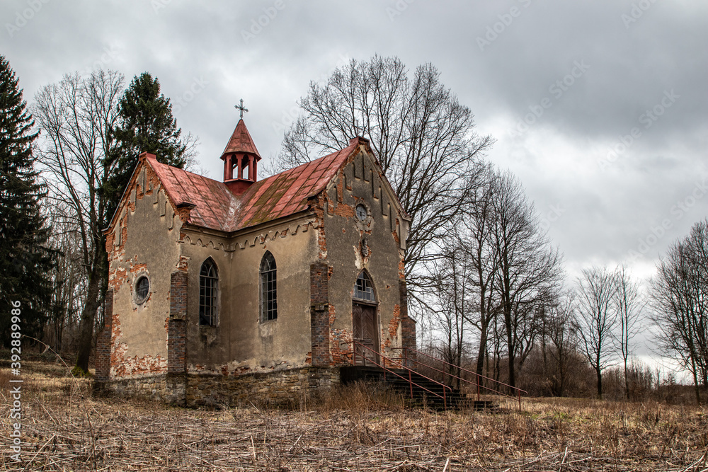 Fototapeta premium Cemetery chapel in Wołodź