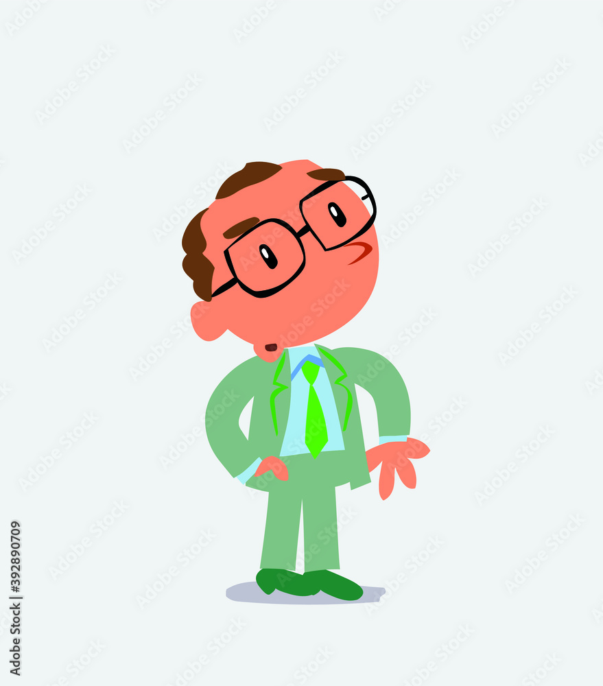 cartoon character of businessman looks with doubt and somewhat surprised. cartoon character of businessman looks with doubt and somewhat surprised.