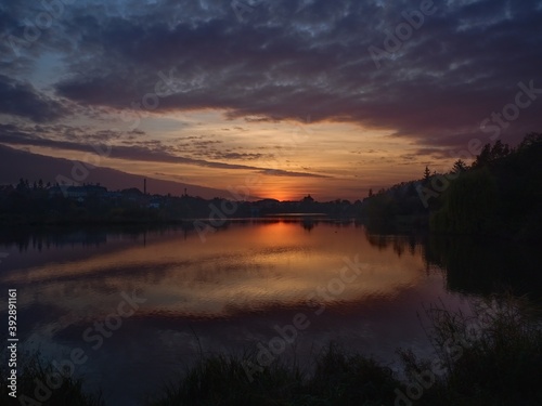 Beautiful sunset by the pond