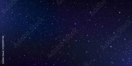 Beautiful background galaxy illustration with stardust and bright shining stars illuminating the space. © KICKINN