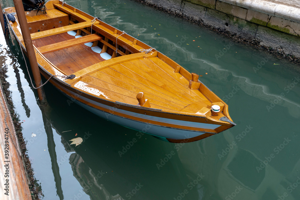 wooden boat moored
