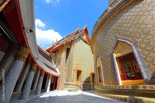 Thai architecture and beautiful Thai motifs in Wat Ratchabophit Sathit Maha Simaram Ratchaworawihan, Bangkok, Thailand