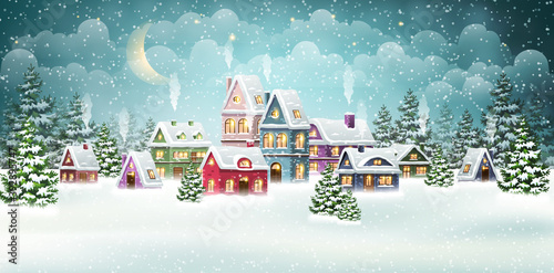 Christmas Winter Village Scene