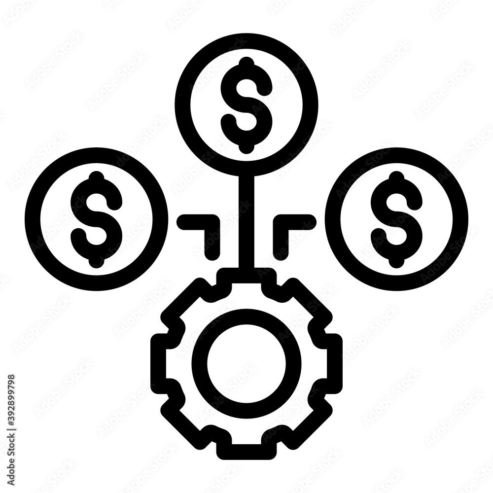 Money dividend icon. Outline money dividend vector icon for web design isolated on white background Money dividend icon. Outline money dividend vector icon for web design isolated on white background
