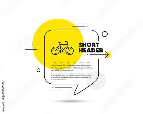 Bicycle transport line icon. Speech bubble vector concept. Bike public transportation sign. Driving symbol. Bicycle line icon. Abstract bubble balloon badge. Vector
