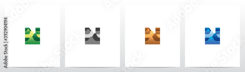 Terrain Landscape On Letter Logo Design N