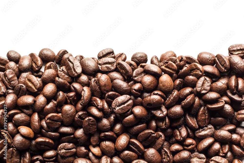 Obraz premium Coffee beans on white background.