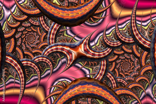Computer-generated 3D fractal. Abstract fractal illustration in bright color.Abstract shapes in color.