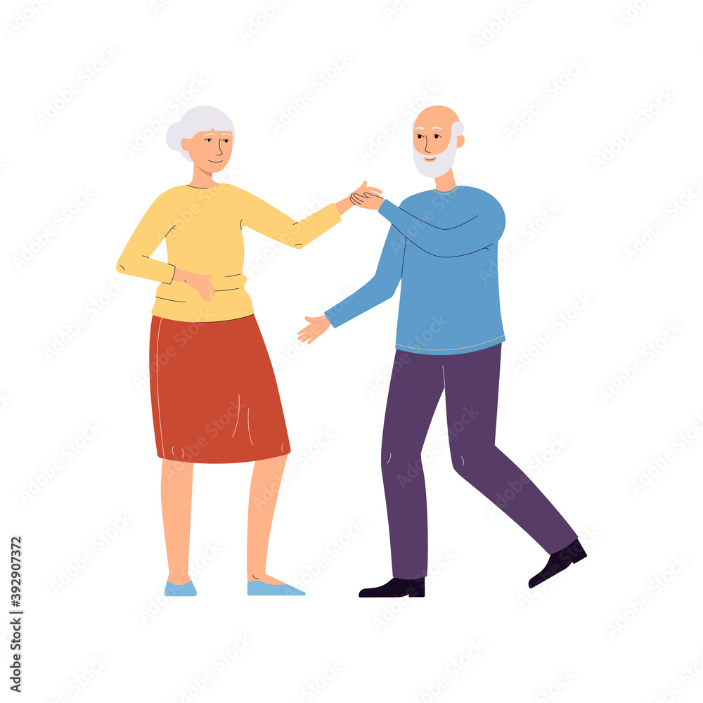 Old couple dance - senior man and woman dancing together in pair Old couple dance - senior man and woman dancing together in pair