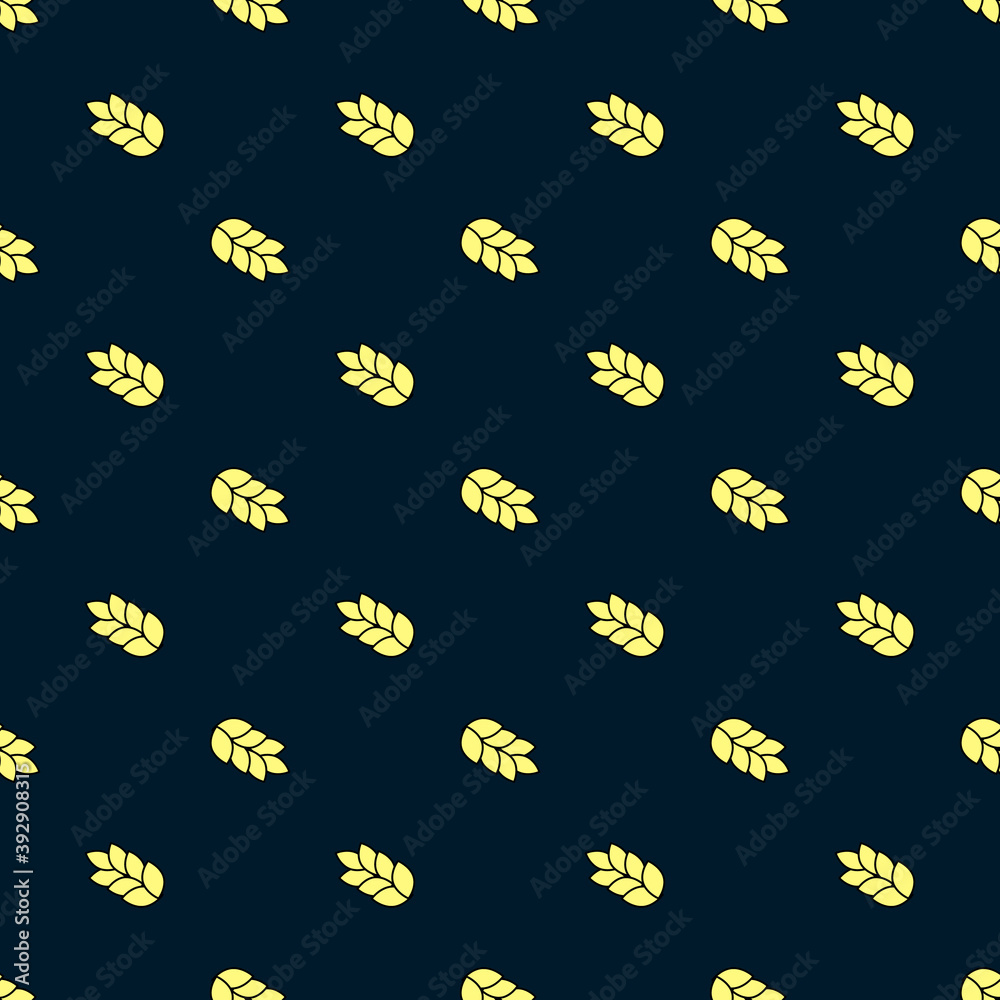 Pattern for boys. Vegetable theme. Geometric seamless dark background with golden grains of wheat. For web pages and fabrics, shoes, apparel, packaging, etc.