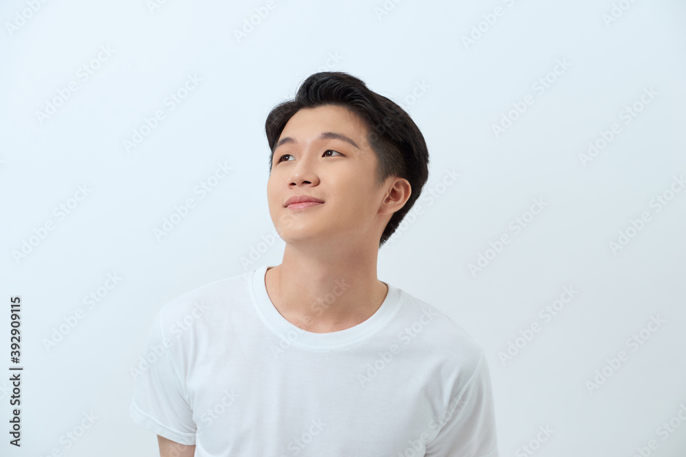 Handsome man over isolated background looking side Handsome man over isolated background looking side