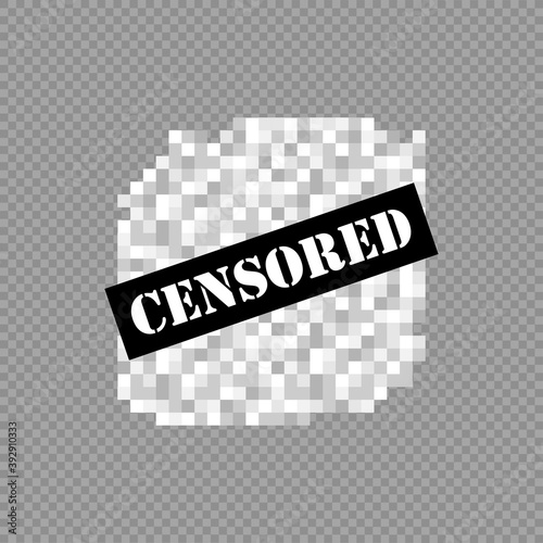 Pixel censored sign, black censor bar concept icon isolated on white background.