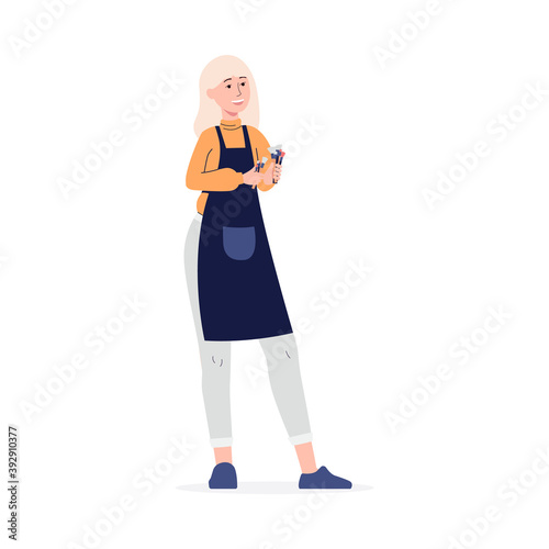 Woman or girl the professional makeup artist flat vector illustration isolated.