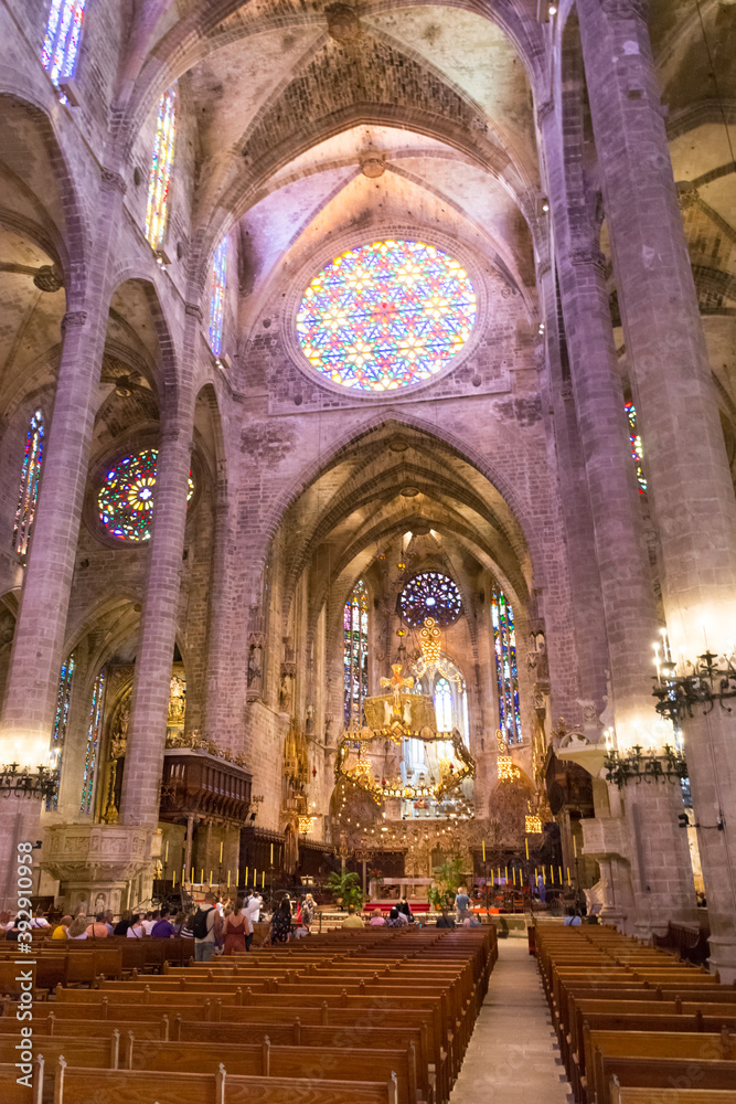 Palma de Mallorca. The interior of the Catedral de Mallorca.